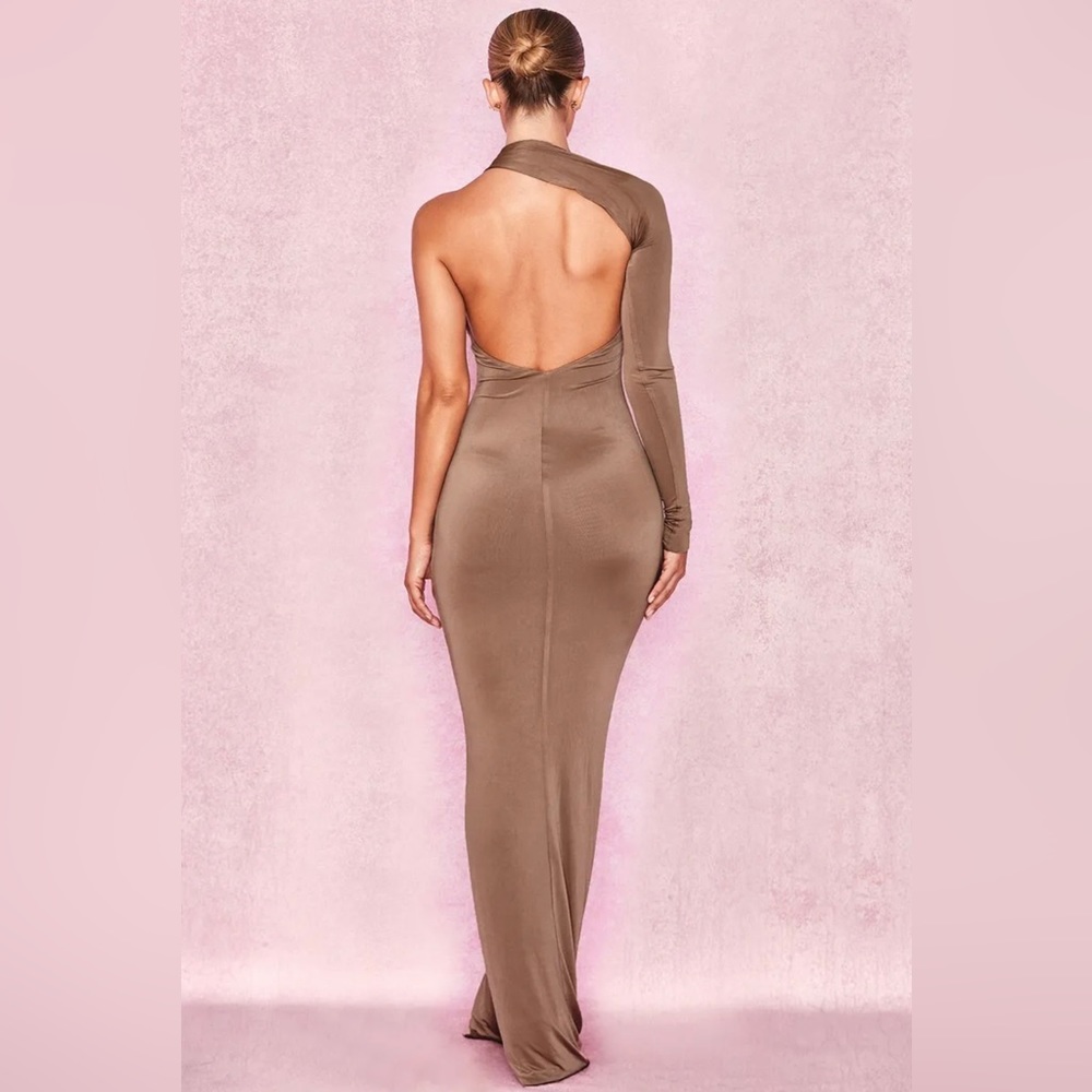 Merveille Mink Wrap Sleeve Maxi Dress